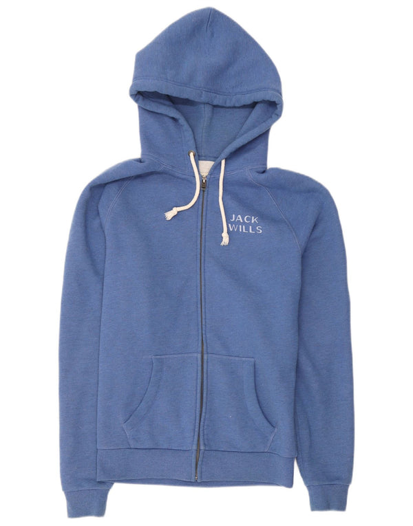 Suéter masculino com capuz e zíper gráfico Jack Wills pequeno algodão azul