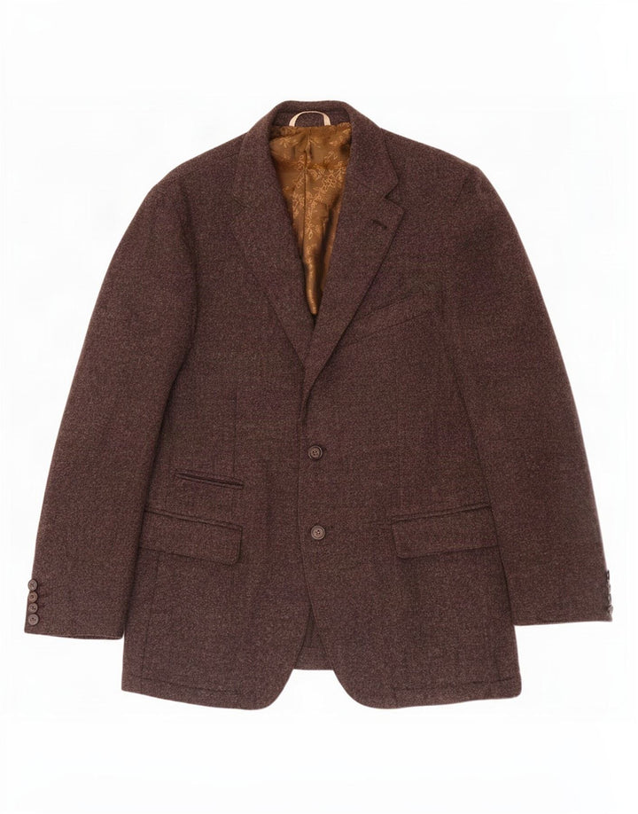 Jaqueta blazer masculina Fabio Inghirami com 2 botões IT 54 2XL lã virgem marrom