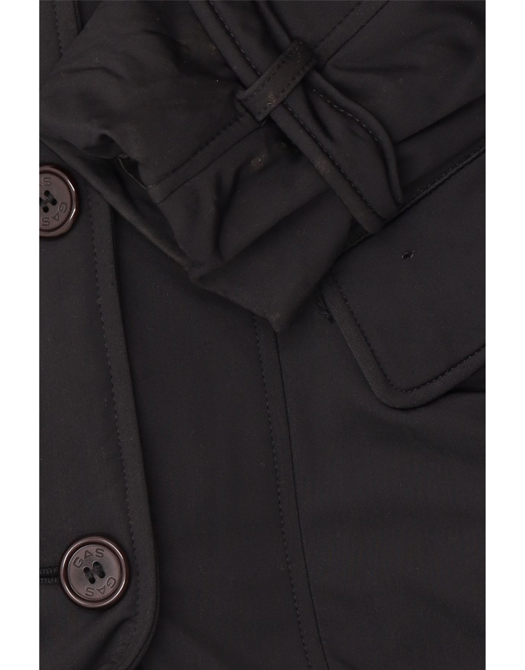 Gabardina feminina GAS com peito duplo UK 10 pequena poliamida preta