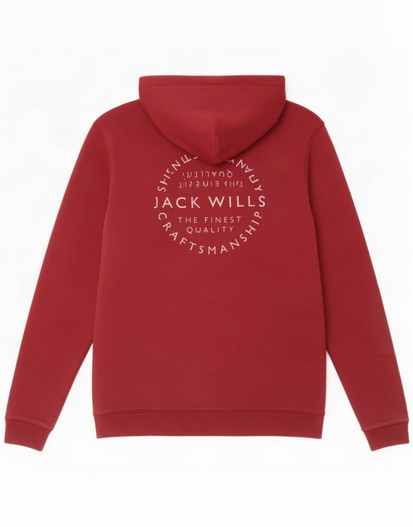 Jack Wills Mens Graphic Zip Hoodie Sweater XL Burgundy Cotton