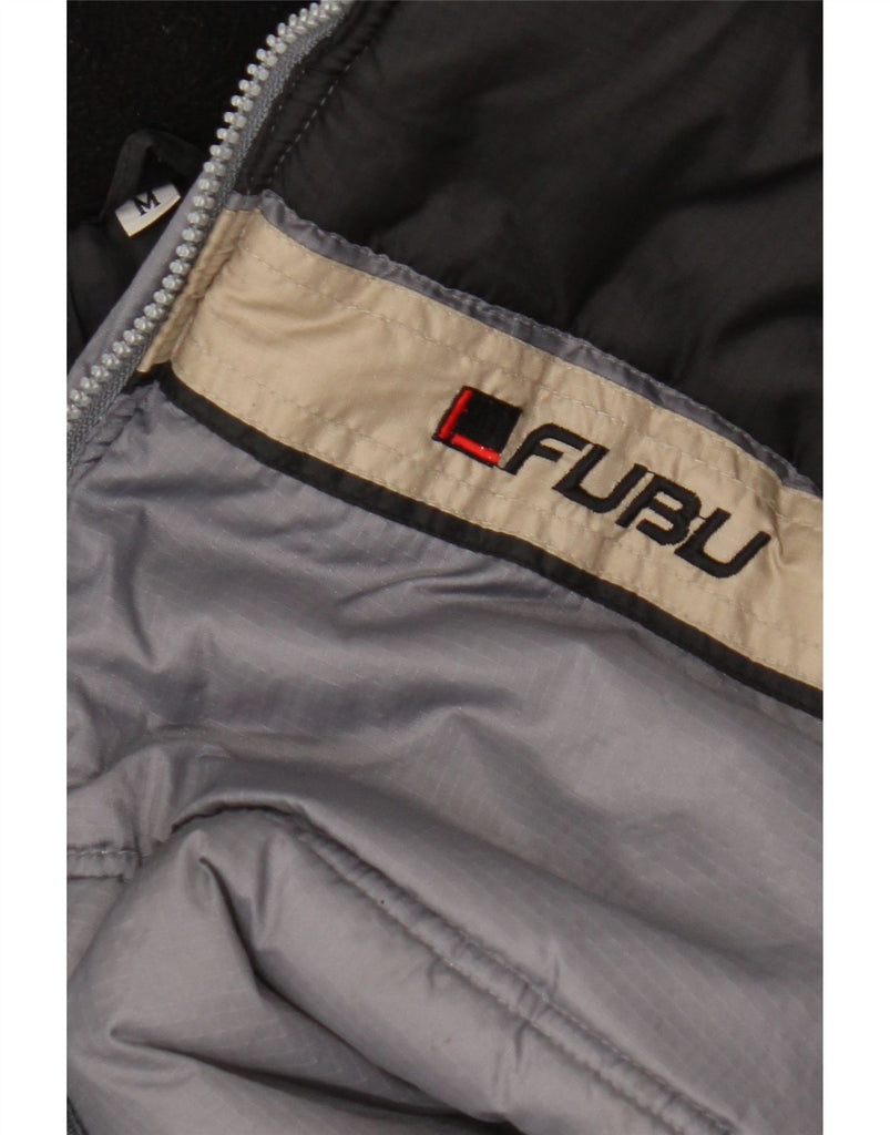 FUBU Mens Padded Jacket UK 38 Medium Grey Colourblock Nylon Vintage Fubu and Second-Hand Fubu from Messina Hembry 