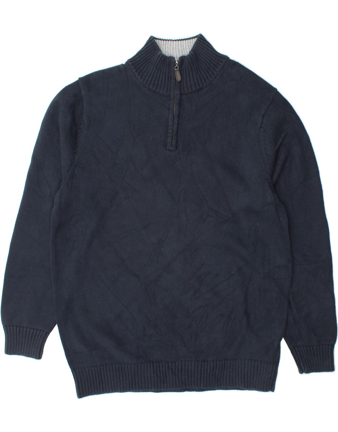 L.L.BEAN Mens Tall Zip Neck Jumper Sweater XL Navy Blue Cotton Vintage L.L.Bean and Second-Hand L.L.Bean from Messina Hembry 
