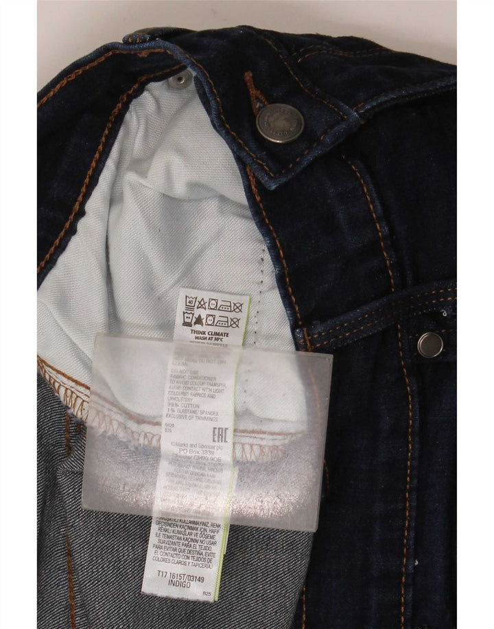 Jeans cônicos masculinos Marks & Spencer W34 L33 algodão azul marinho
