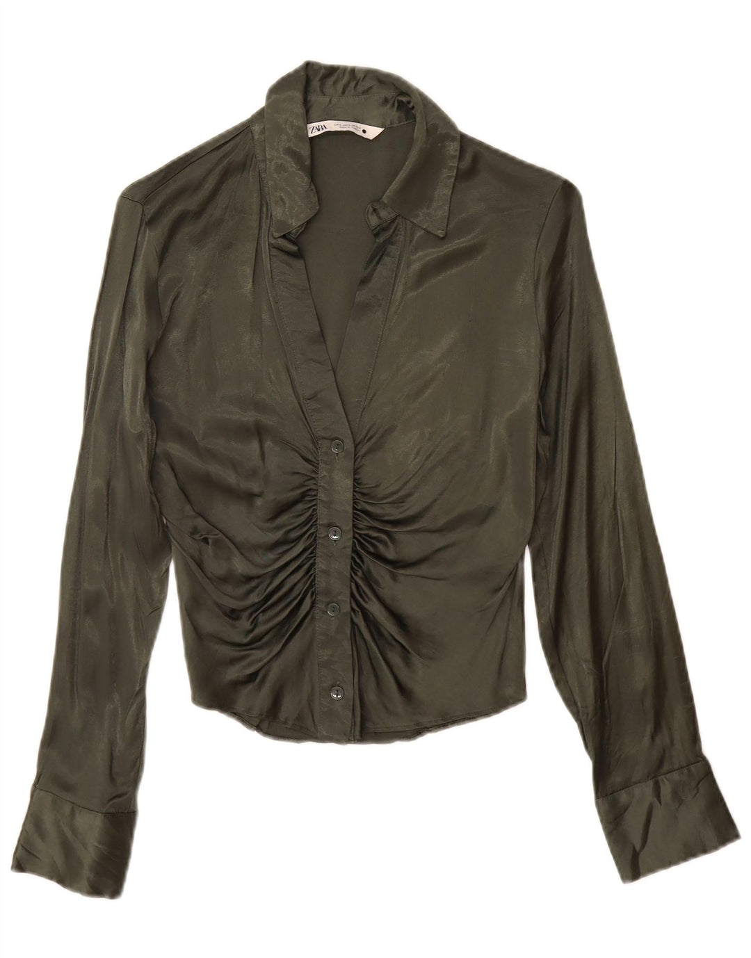 Blusa camisa feminina Zara Reino Unido 10 pequena viscose verde