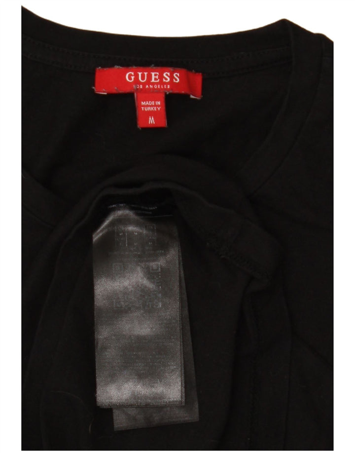Camiseta feminina gráfica GUESS UK 12 algodão preto médio