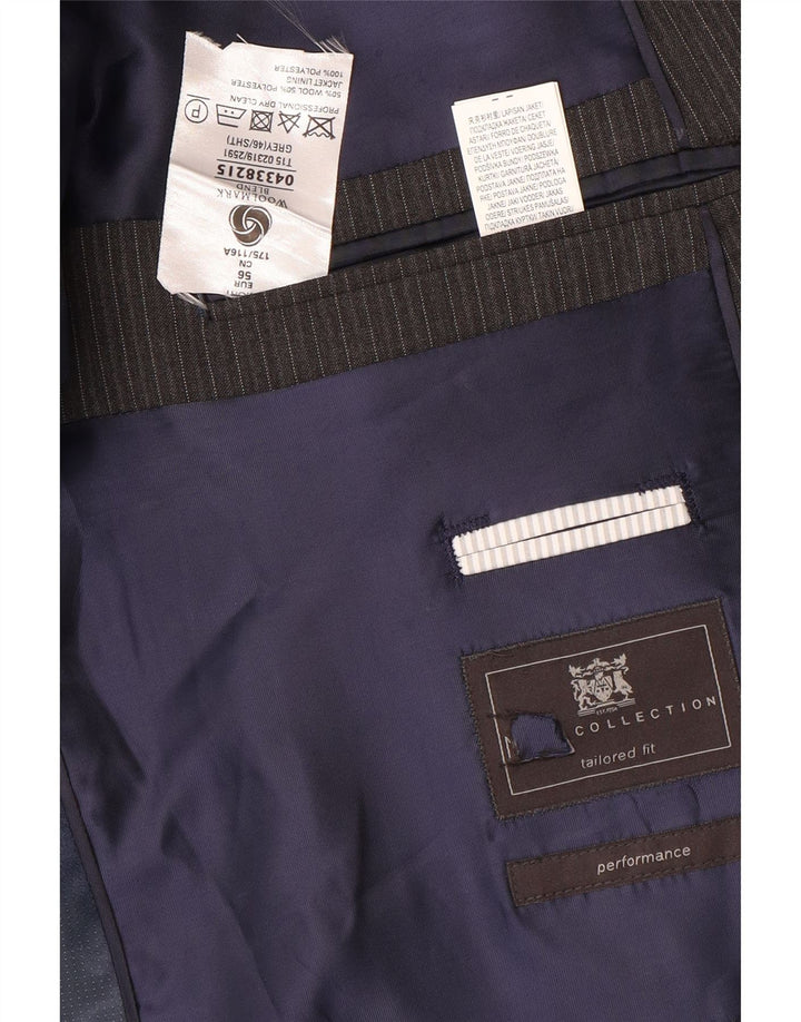 Jaqueta blazer masculina Marks & Spencer curta de 2 botões EU 56 3XL cinza risca de giz