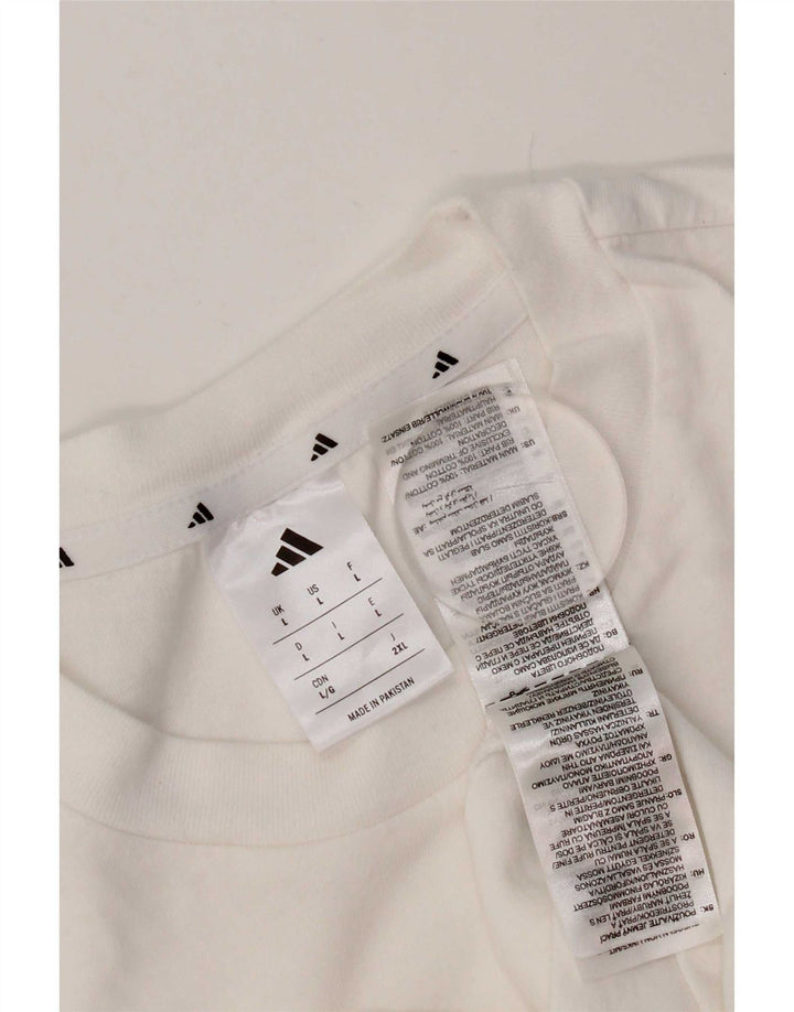 Adidas Mens Camiseta Top Grande Algodão Branco
