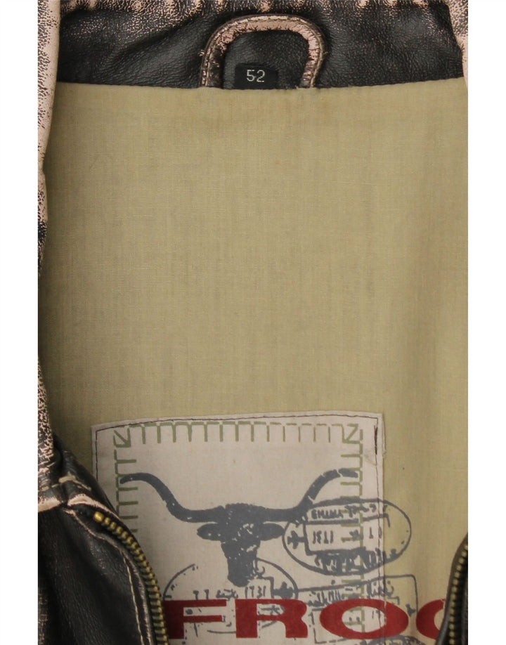 Jaqueta de couro militar feminina Le Frog IT 52 2XL preta