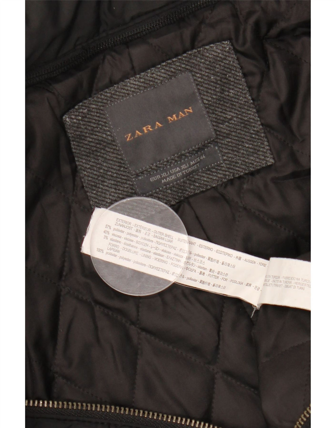 Sobretudo masculino ZARA UK 42 XL cinza poliéster