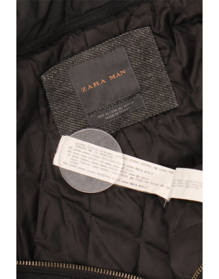 Sobretudo masculino ZARA UK 42 XL cinza poliéster