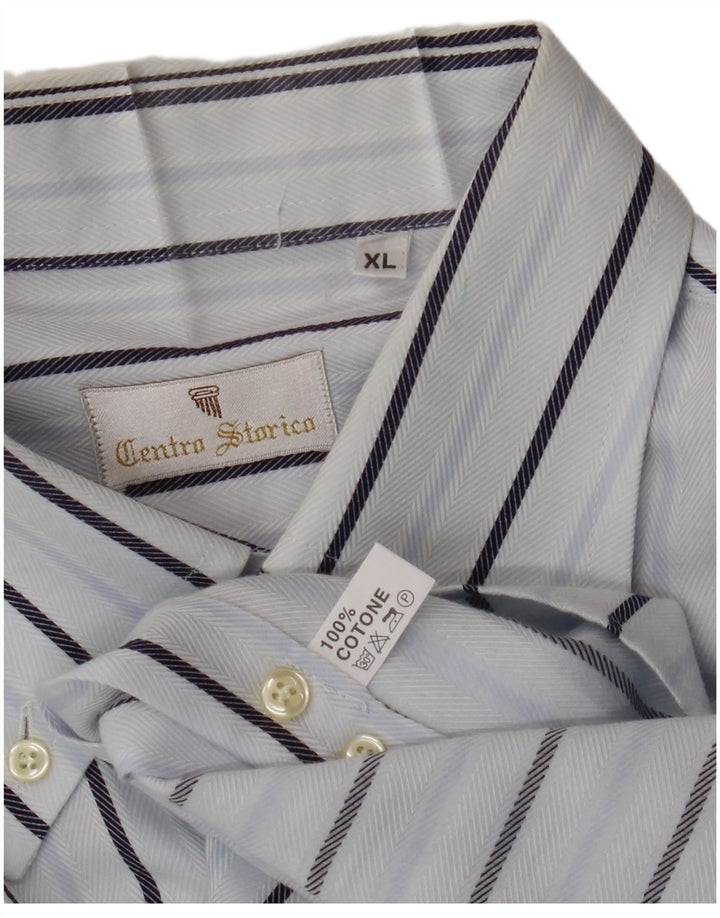 Camisa masculina VINTAGE XL algodão listrado branco