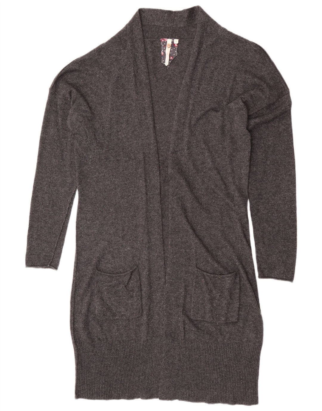 White Stuff Suéter feminino com palangre aberto e cardigã UK 14 viscose cinza médio