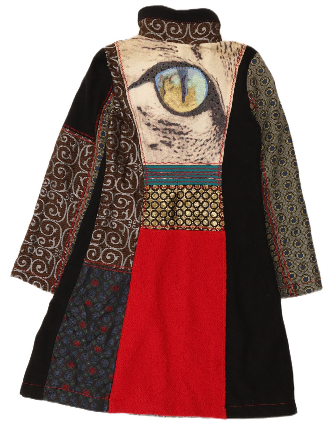 Sobretudo feminino Desigual EU 42 grande lã preta patchwork