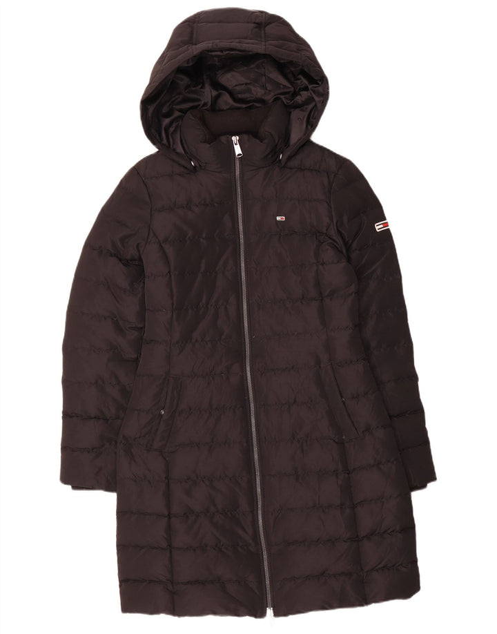 Casaco acolchoado com capuz feminino Tommy Hilfiger Reino Unido 10 pequeno poliéster preto