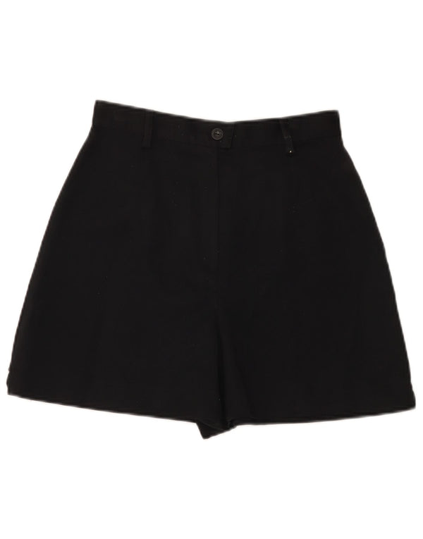 O short ocasional da cintura alta das mulheres do vintage poliéster W26 preto pequeno