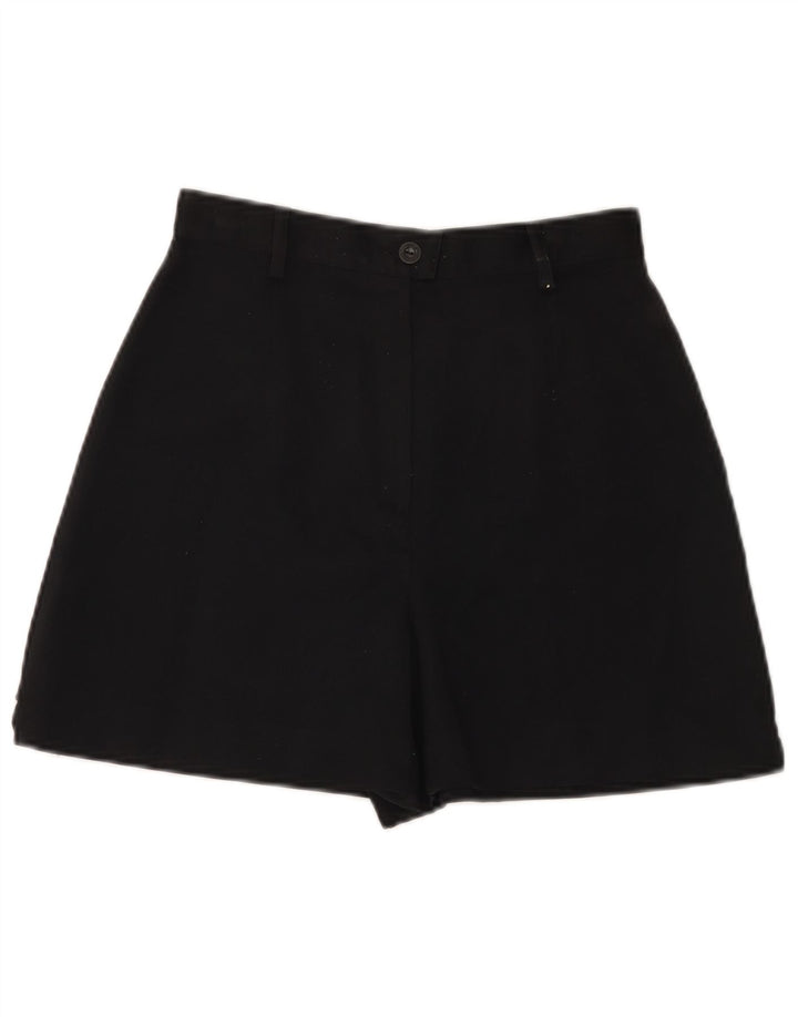 O short ocasional da cintura alta das mulheres do vintage poliéster W26 preto pequeno