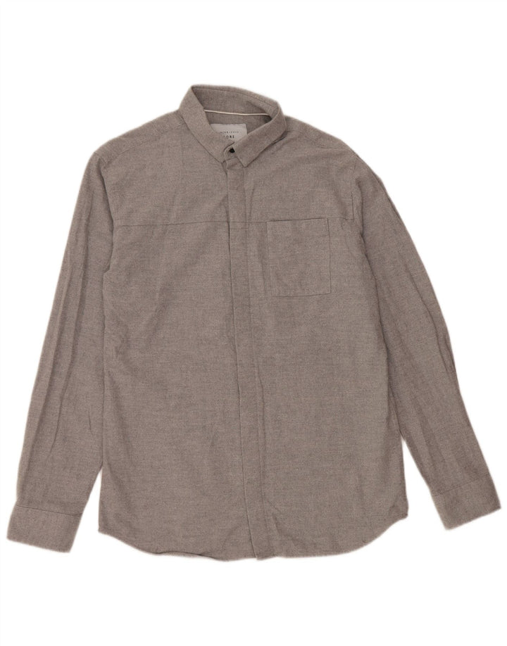 Camisa masculina de flanela JACK & JONES regular fit algodão cinza médio