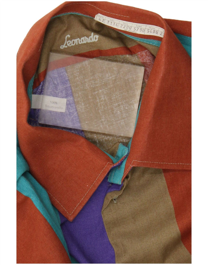 Camisa masculina de manga curta Leonardo IT 42 algodão listrado multicolorido médio
