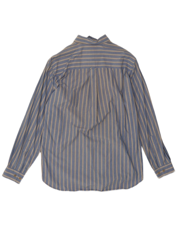 Camisa masculina Marlboro Classics grande algodão listrado azul