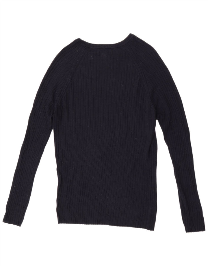 Zara Suéter masculino com gola canoa pequeno azul marinho