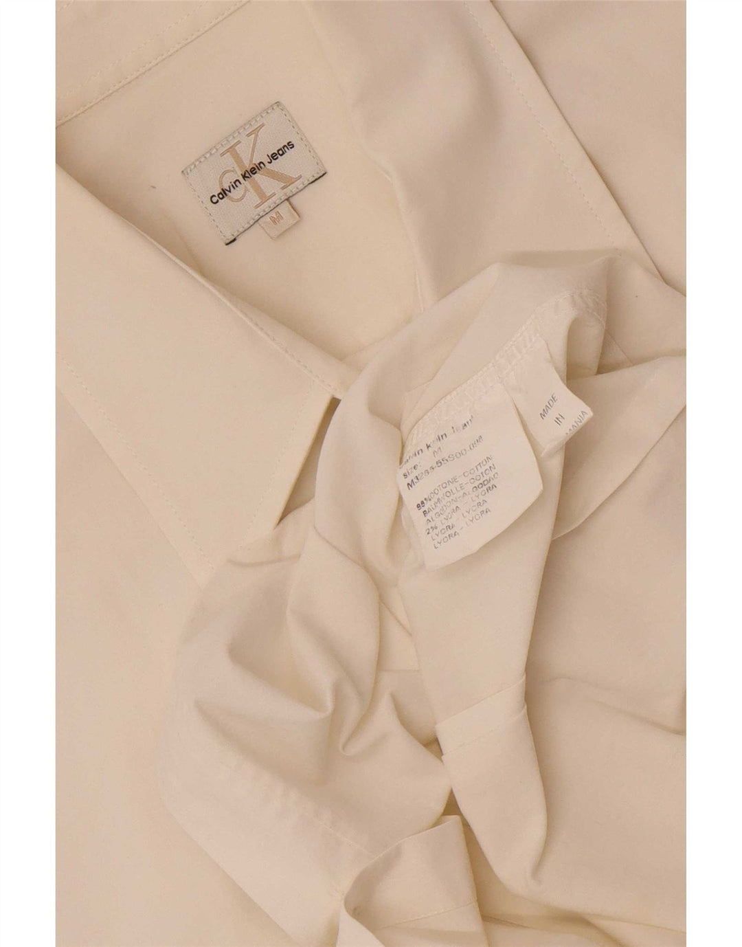 Camisa masculina de manga curta Calvin Klein Jeans de algodão branco médio