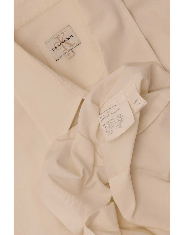Camisa masculina de manga curta Calvin Klein Jeans de algodão branco médio