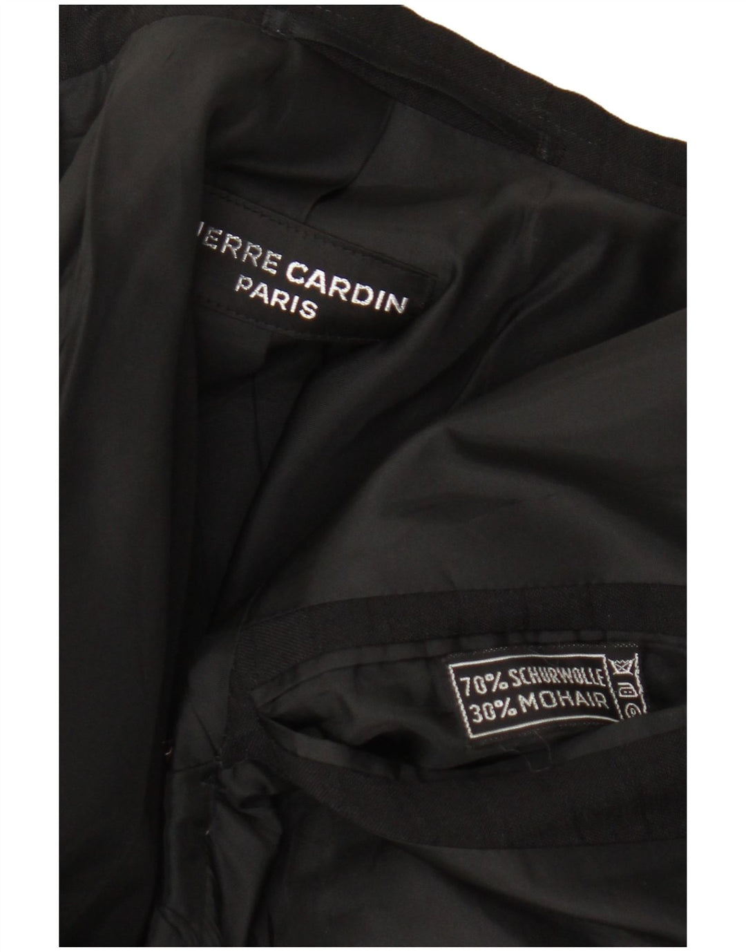 Jaqueta blazer masculina Pierre Cardin com 3 botões Reino Unido 38 lã preta média
