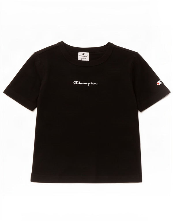 Camiseta feminina Champion UK 8 pequena algodão preto