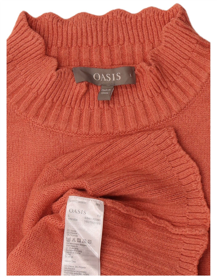 Suéter feminino Oasis com gola tartaruga e viscose laranja grande Reino Unido 16