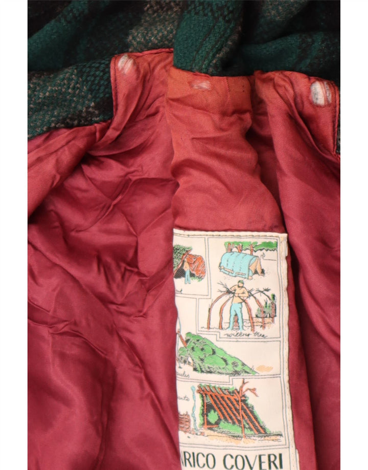 Enrico Coveri Duffle Coat feminino com capuz IT 44 lã xadrez verde médio