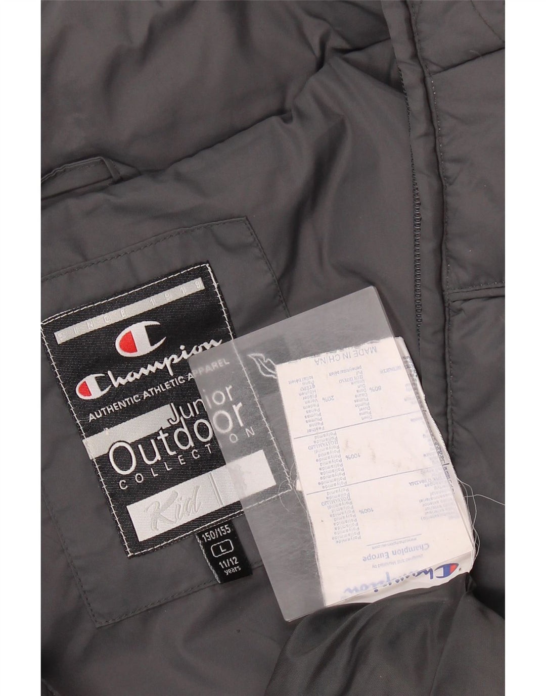 Jaqueta acolchoada Champion Boys 11-12 anos grande cinza poliamida