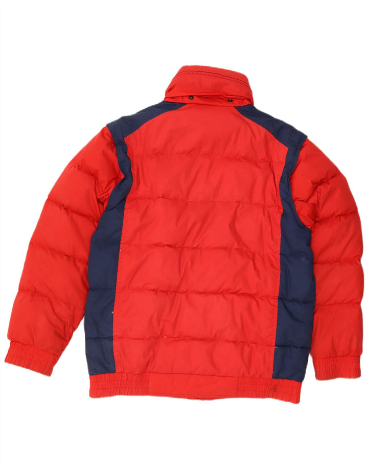 Jaqueta acolchoada com capuz masculina SALEWA UK 40 grande poliéster colorblock vermelho