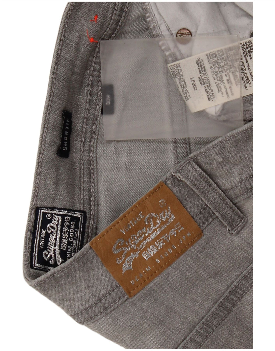 Shorts jeans feminino Superdry W30 algodão cinza médio