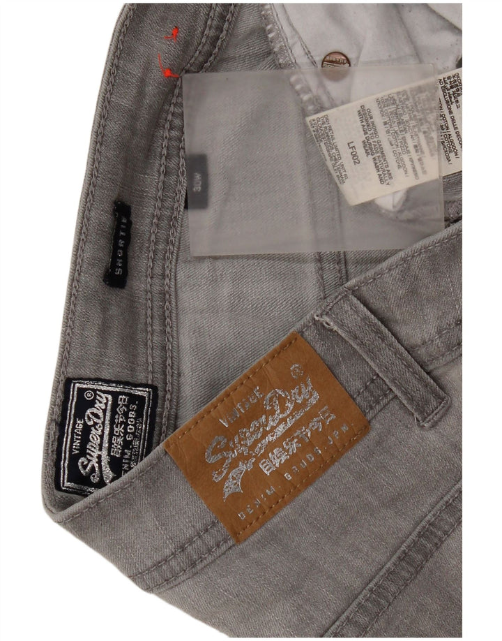 Shorts jeans feminino Superdry W30 algodão cinza médio