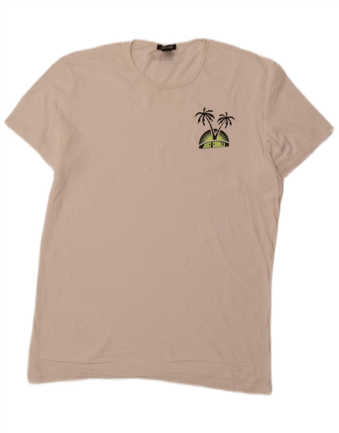 JUST CAVALLI Camiseta masculina grande de algodão branco