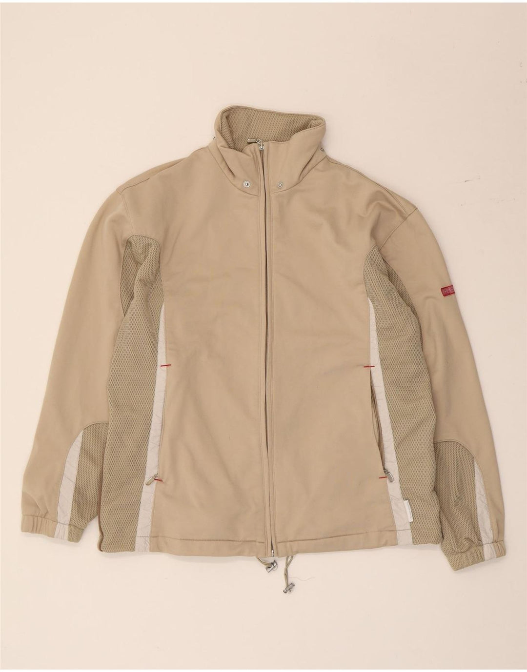 Diadora Womens Oversized Tracksuit Top Jacket UK 10 Pequeno Bege Colourblock