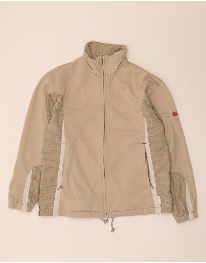 Diadora Womens Oversized Tracksuit Top Jacket UK 10 Pequeno Bege Colourblock