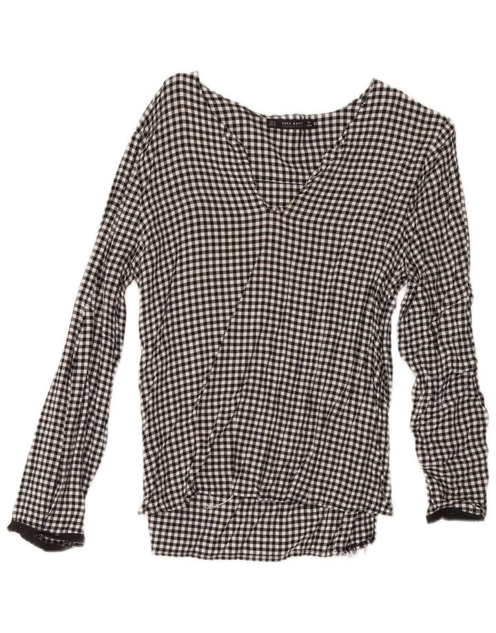 Zara blusa feminina top UK 12 médio preto guingão