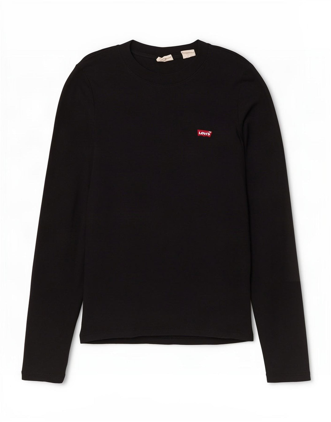 Top feminino Levi's manga comprida UK 10 pequeno algodão preto