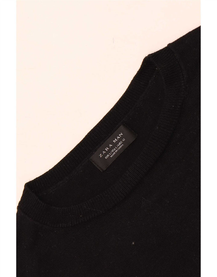 Zara Suéter masculino com gola canoa grande preto