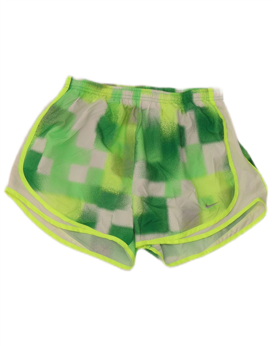 Shorts esportivos femininos Nike Dri Fit UK 12 poliéster geométrico verde médio