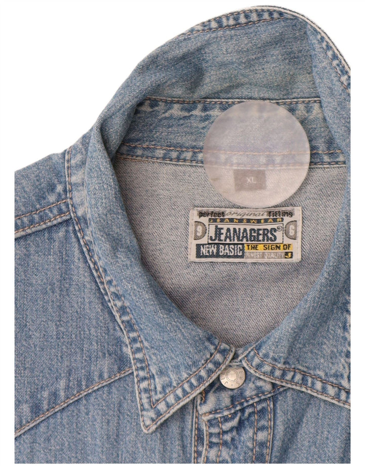 Camisa jeans masculina Jeanagers XL azul algodão