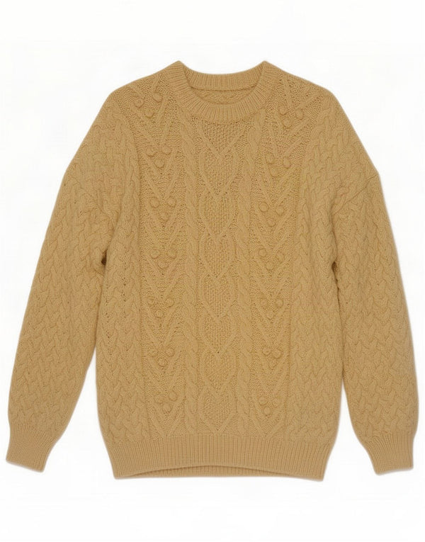 Vintage Womens Crew Neck Jumper Sweater UK 14 Medium Beige