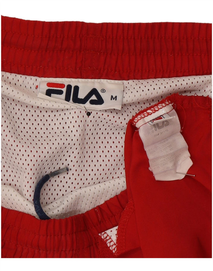 Fila Mens Natação Shorts Médio Poliéster Vermelho
