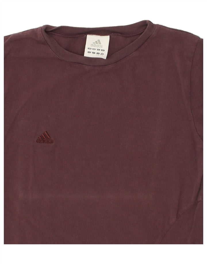 ADIDAS Womens T-Shirt Top UK 14 Large Maroon Cotton Vintage Adidas and Second-Hand Adidas from Messina Hembry 