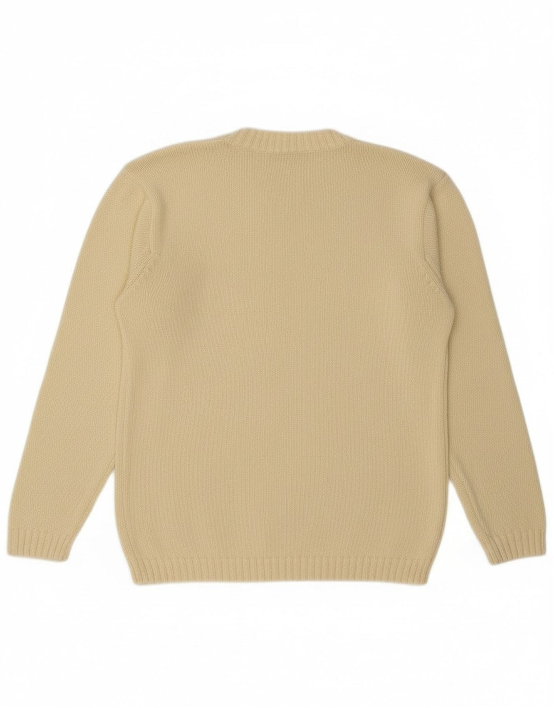 Suéter feminino MARKS & SPENCER com gola redonda, 8 algodão bege pequeno