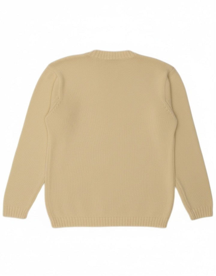 Suéter feminino MARKS & SPENCER com gola redonda, 8 algodão bege pequeno