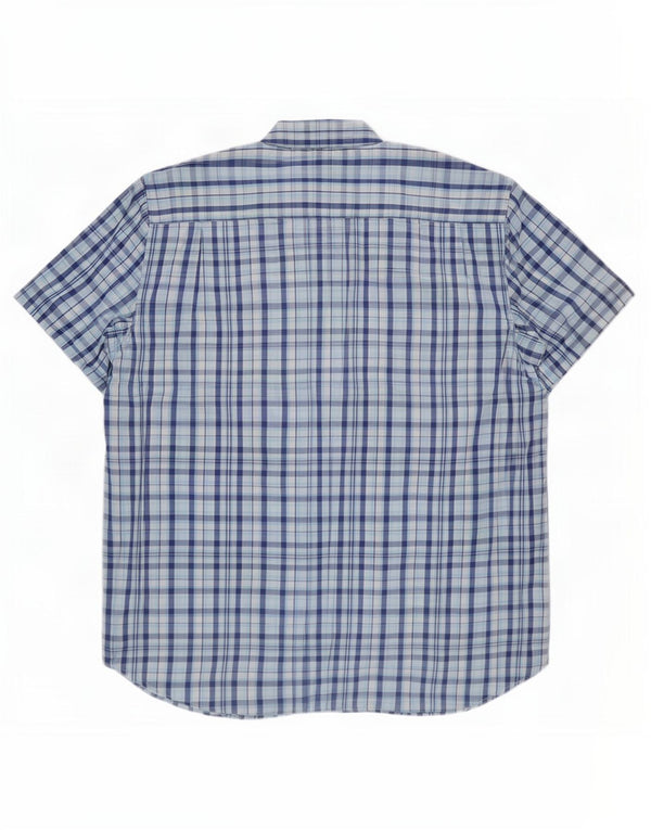 Camisa masculina de manga curta Harrison & Son XL azul xadrez algodão