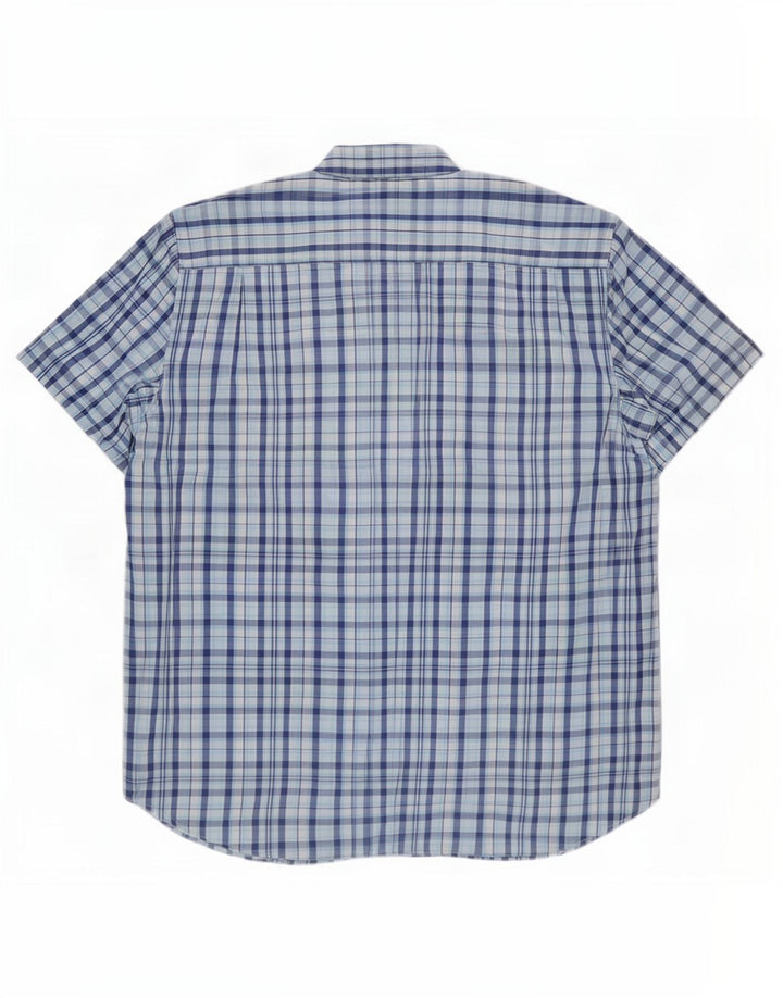 Camisa masculina de manga curta Harrison & Son XL azul xadrez algodão