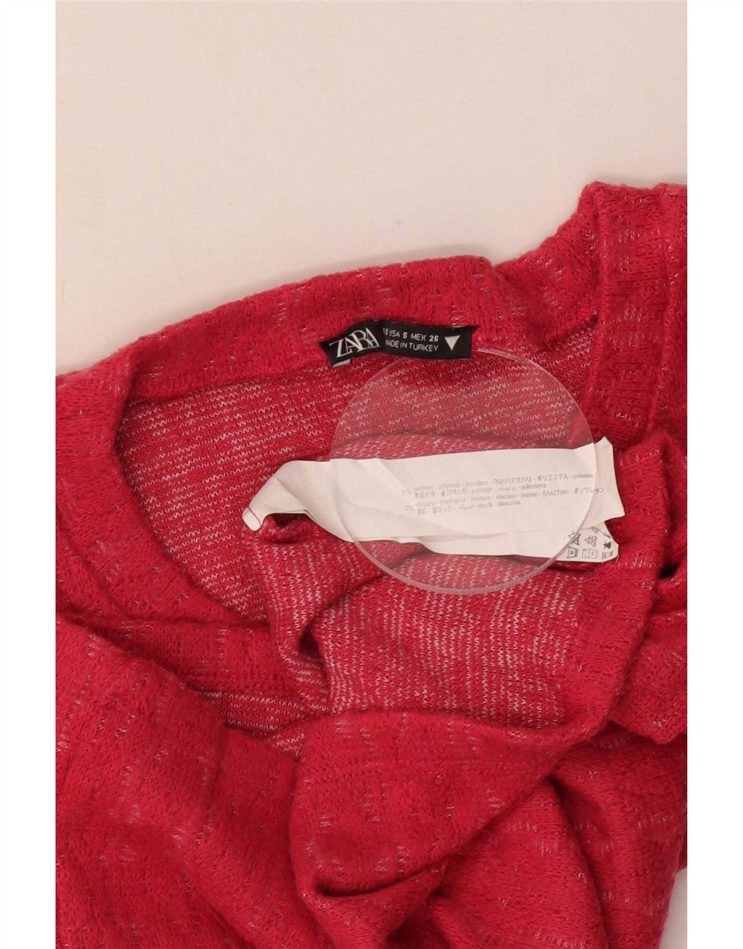 Zara Crop Top Feminino Manga Longa UK 10 Pequeno Poliéster Rosa